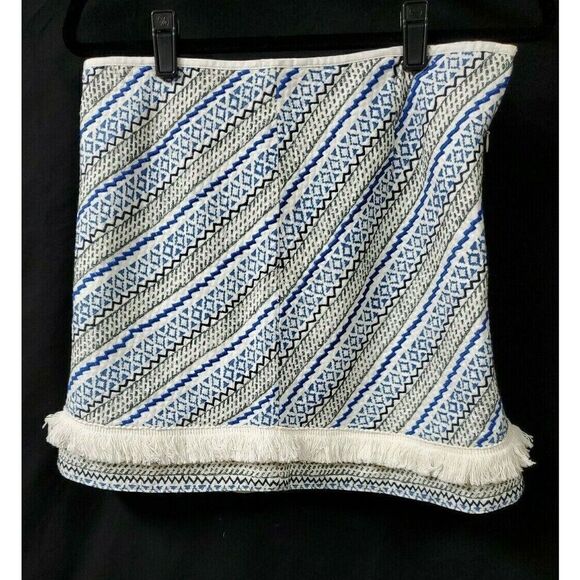 Guess Blue Skirt Set Sz Medium Tribal Print Short Zip Blazer Sz Large Skirt - Picture 5 of 10